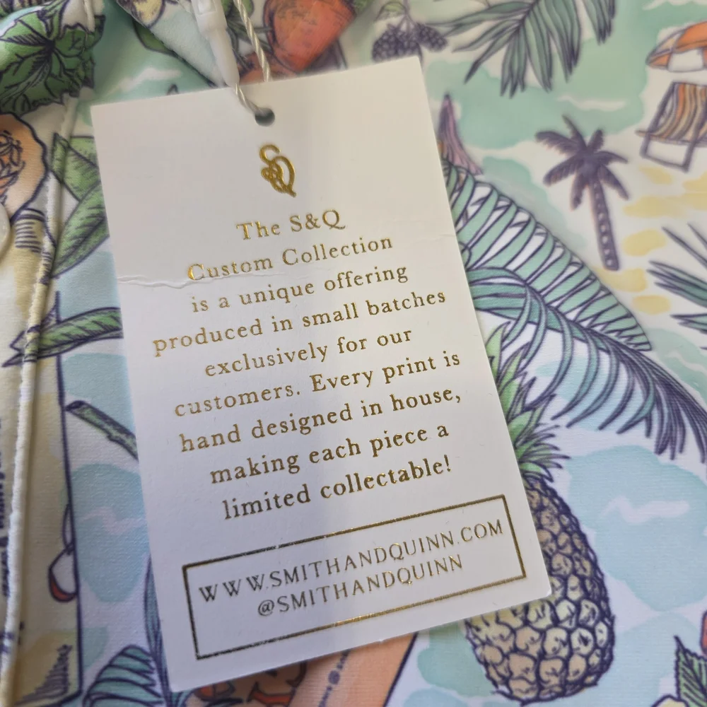 Smith & Quinn Custom Tropical Cocktail Print Shirt Small Resort Beach‎ Palm NWT - Picture 6 of 8
